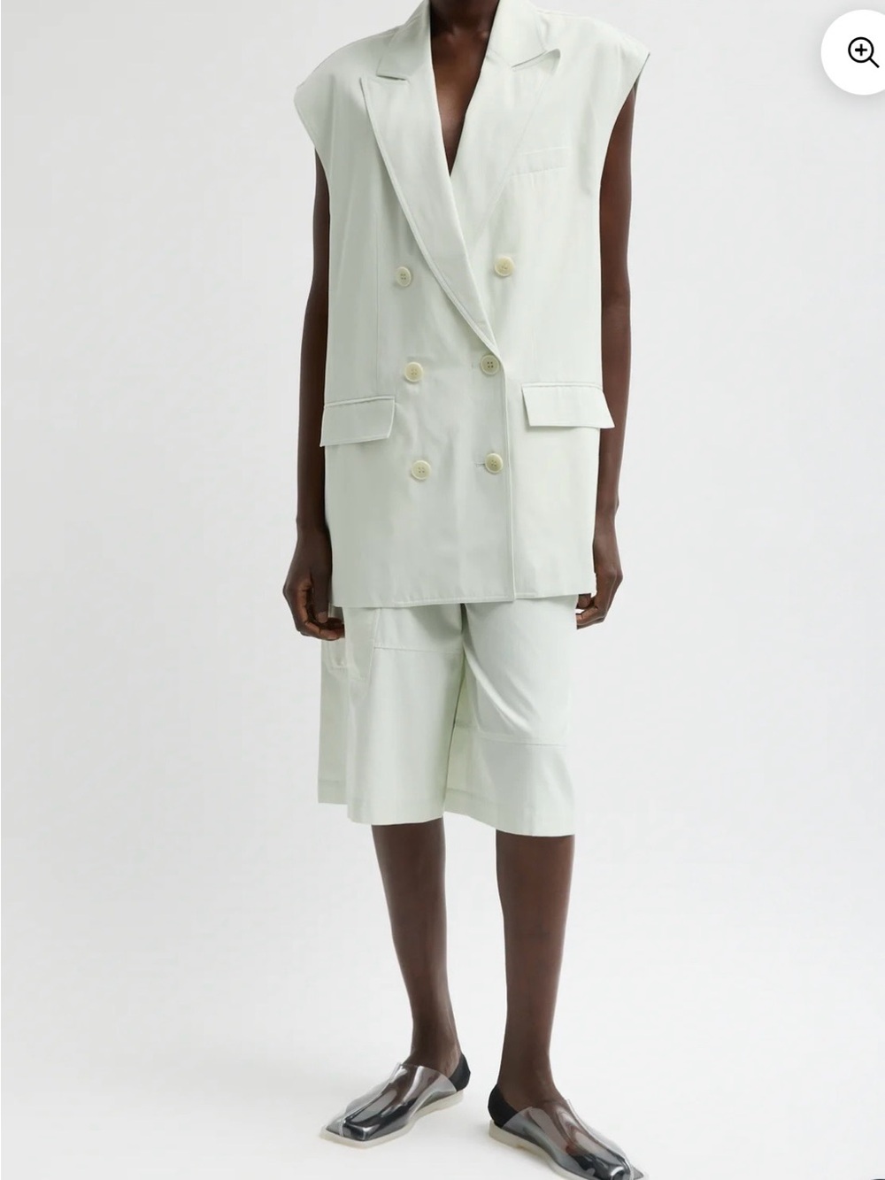 Tibi NWT Drapey Suiting Oversized Double Breasted Vest in Faded Green Small